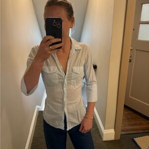 light blue sheer James Perse top